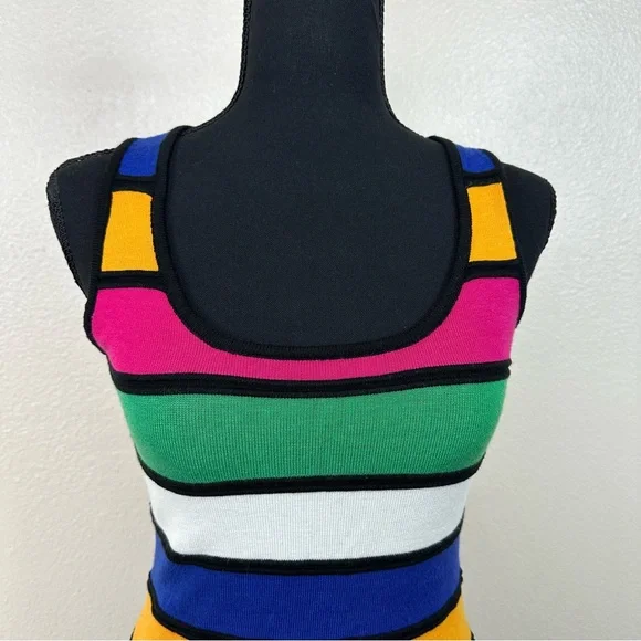 Y2K Wet Seal Striped Bodycon Dress Multicolor Women's Size S - Picture 2 of 13